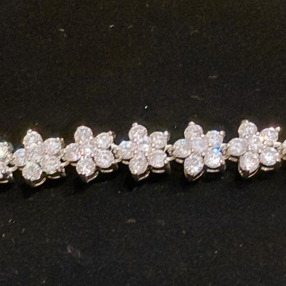 QVC - Elegant Silver Floral Bracelet - Picture 8 of 8